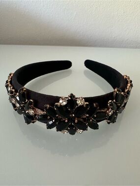 Black headband with black decorative stones , new without tags.